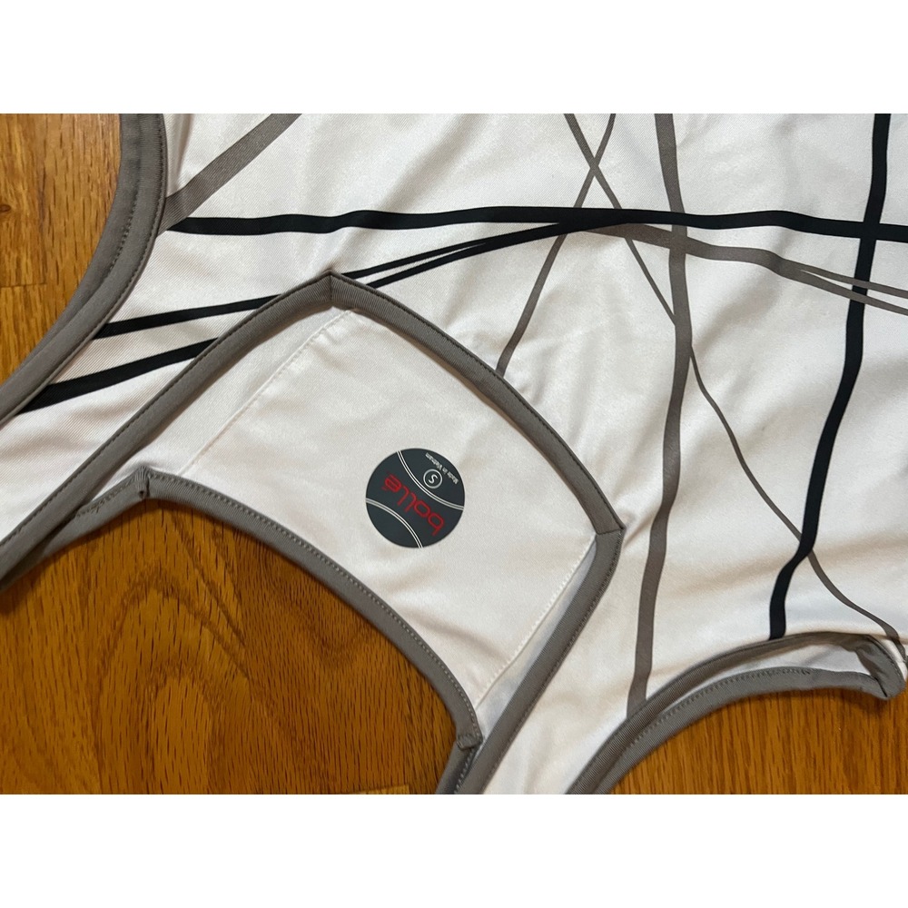 Bolle Womens White Geometric Print Performance Tennis Tank Top Small - Picture 2 of 4